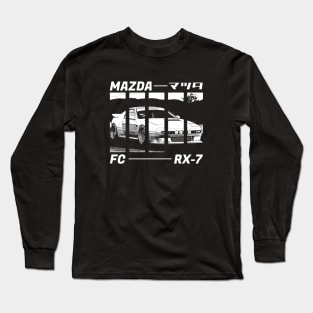 MAZDA RX-7 FC Black 'N White 3 (Black Version) Long Sleeve T-Shirt